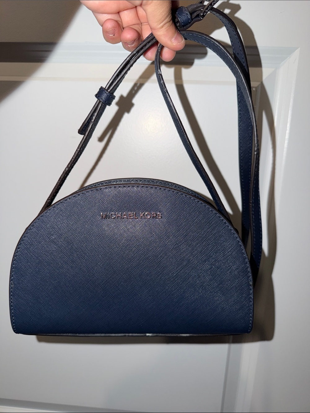 Michael Kors Navy Half-Moon Crossbody Bag